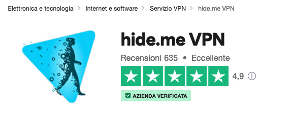 Hide.me VPN su Trustpilot