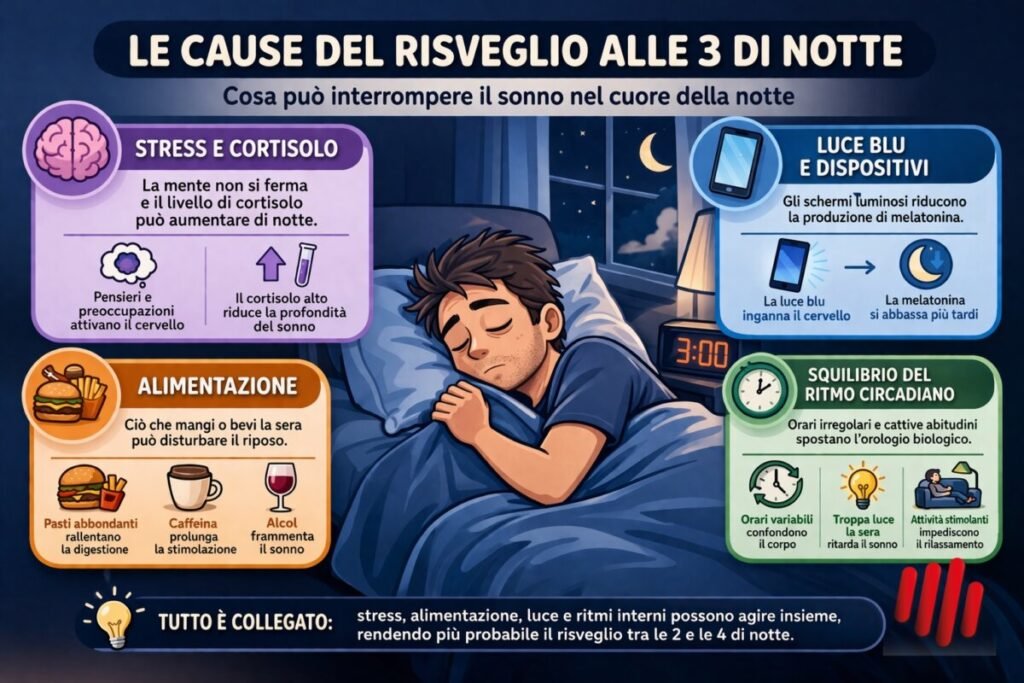 Perché mi sveglio alle 3 di notte? Le cause che (forse) non conosci 5 Perchè mi sveglio alle 3 di notte: Le cause del risveglio
